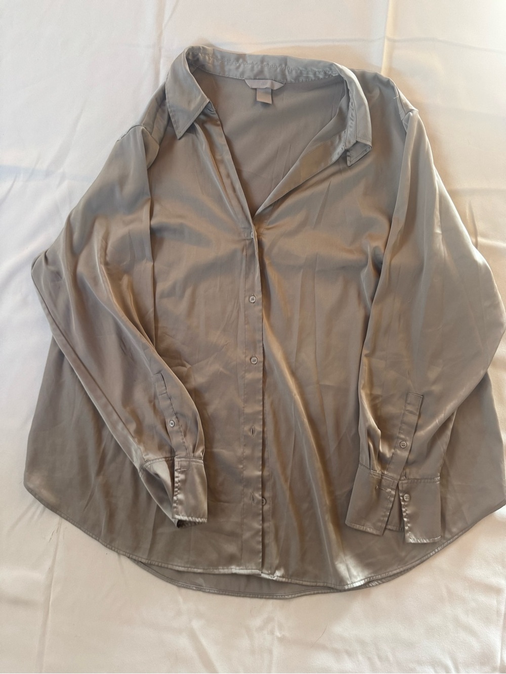 H&M Silky Long-Sleeve Button Front Blouse - officecore